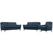 Modway Beguile Upholstered Fabric and Wood Living Room Set in Azure (Set of 3)
