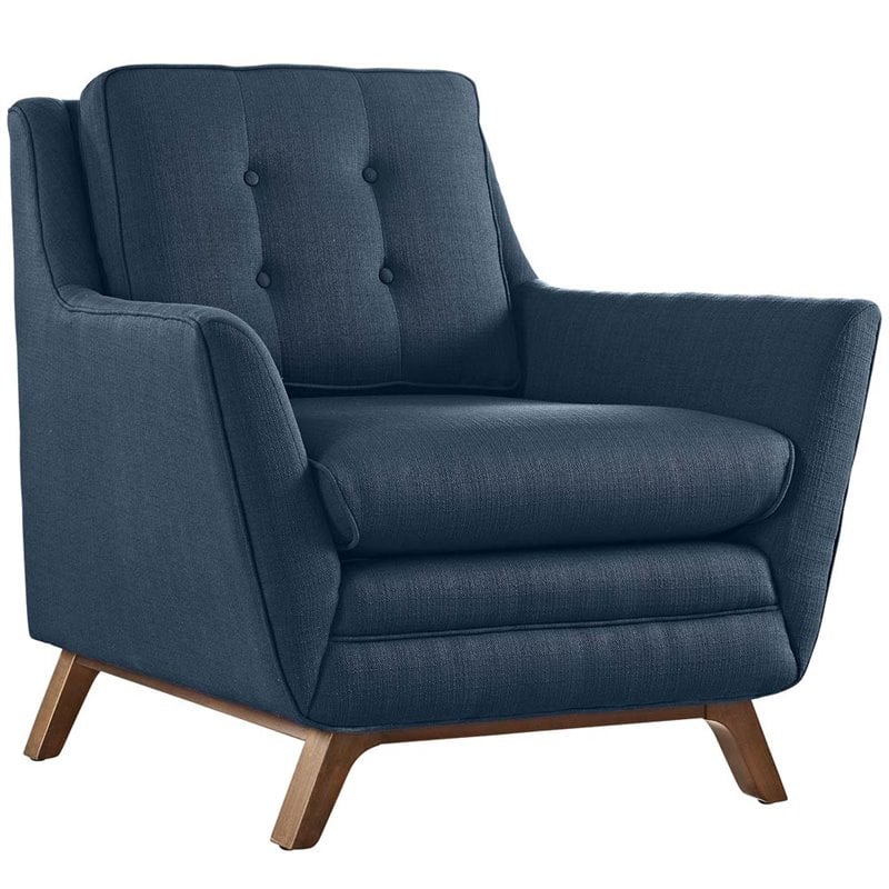 Modway Beguile Upholstered Fabric and Wood Living Room Set in Azure (Set of 2)