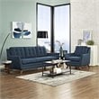 Modway Beguile Upholstered Fabric and Wood Living Room Set in Azure (Set of 2)