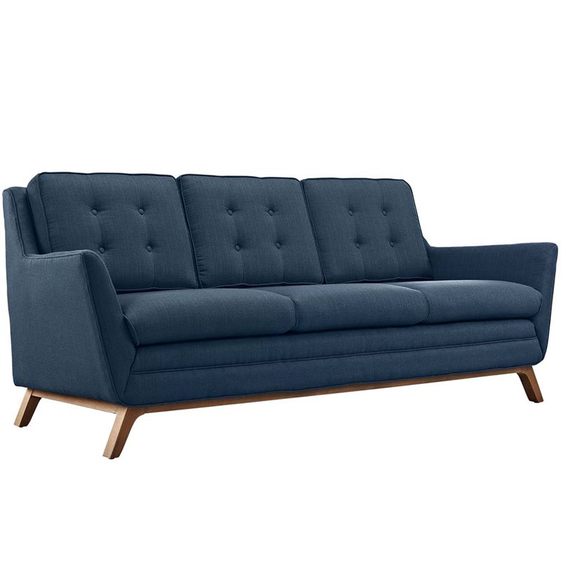 Modway Beguile Upholstered Fabric and Wood Living Room Set in Azure (Set of 2)