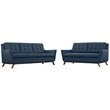 Modway Beguile Upholstered Fabric and Wood Living Room Set in Azure (Set of 2)