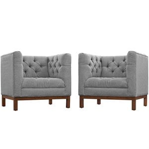 Modway Panache Fabric Accent Arm Chair in Expectation Gray (Set of 2)