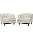 Modway Coast Polyester Fabric and Rubberwood Armchairs in Beige (Set of 2)