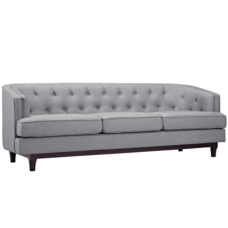Modway Coast Polyester and Rubberwood Living Room Set in Light Gray (Set of 2)