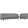 Modway Coast Polyester and Rubberwood Living Room Set in Light Gray (Set of 2)