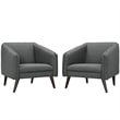 Modway Slide Polyester Upholstered Armchair in Gray/Dark Walnut (Set of 2)