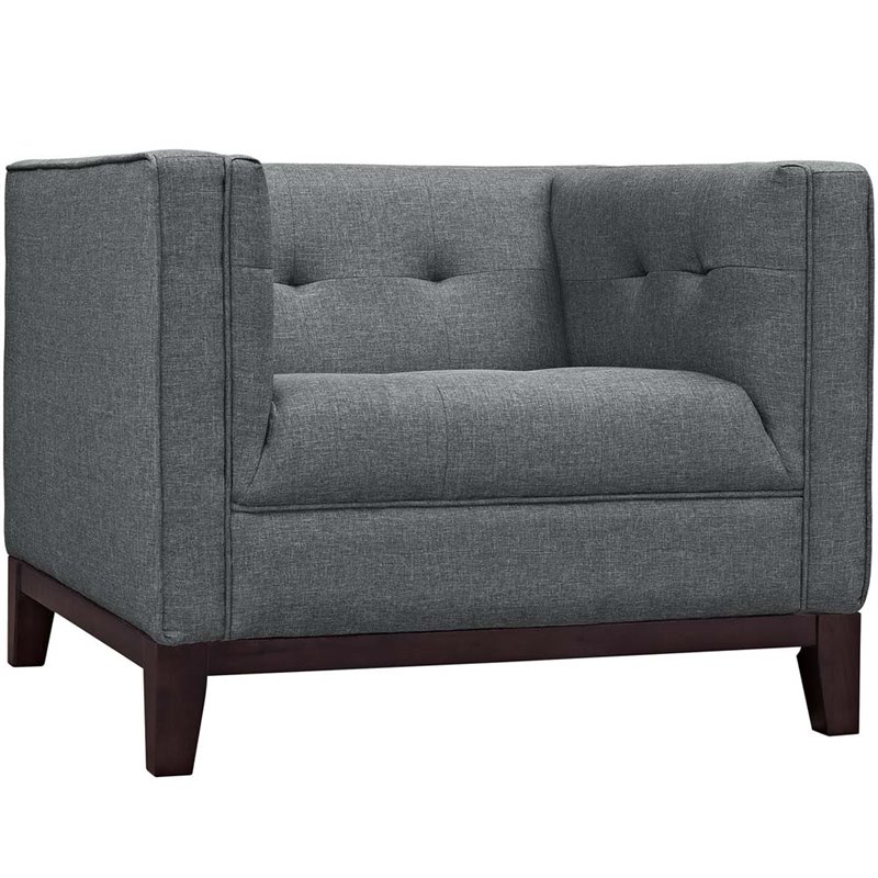 Modway Serve Polyester Fabric and Rubberwood Armchairs in Gray (Set of 2)