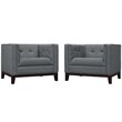 Modway Serve Polyester Fabric and Rubberwood Armchairs in Gray (Set of 2)