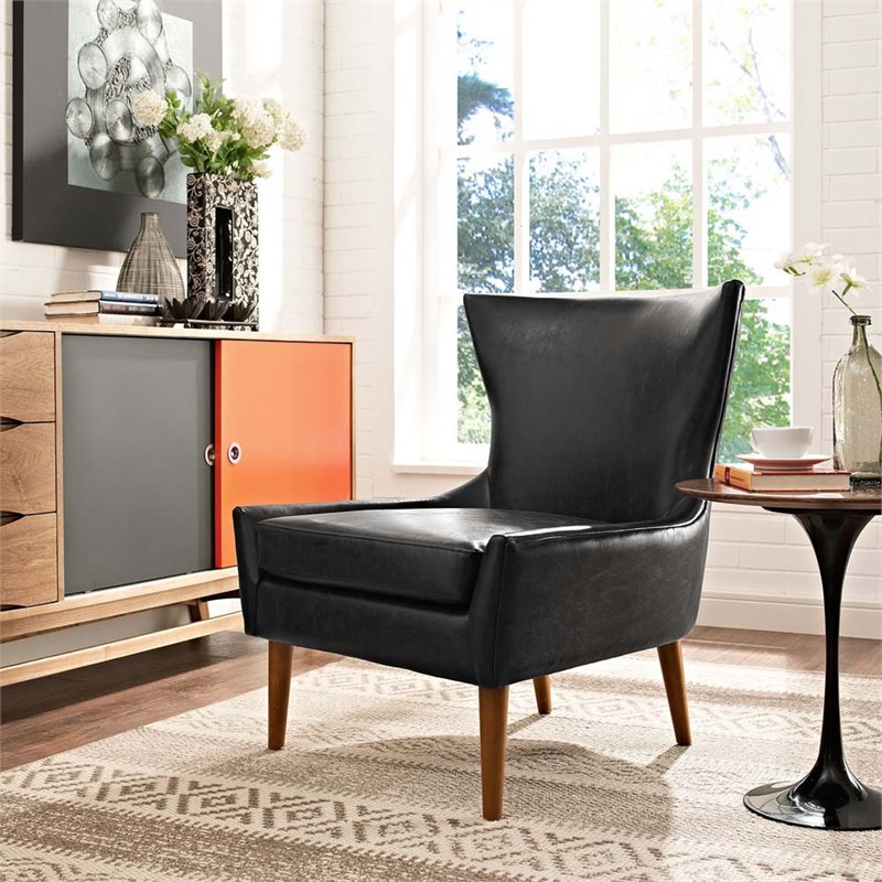 Keen Upholstered Vinyl Armchair in Black