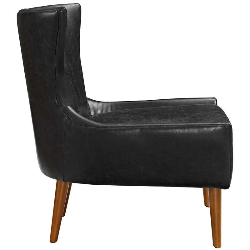 Keen Upholstered Vinyl Armchair in Black