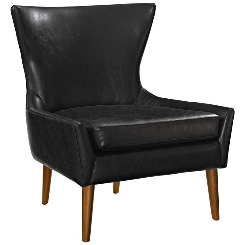 Keen Upholstered Vinyl Armchair in Black