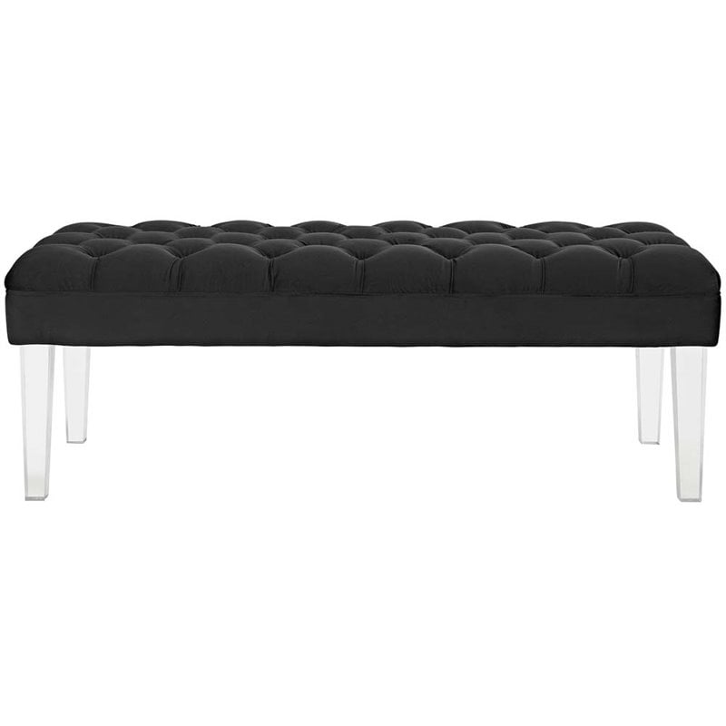 Modway Valet Modern Style Performance Velvet and Acrylic Bench in Black
