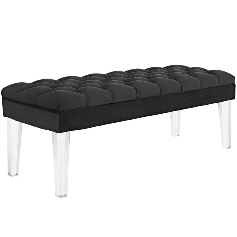 Modway Valet Modern Style Performance Velvet and Acrylic Bench in Black