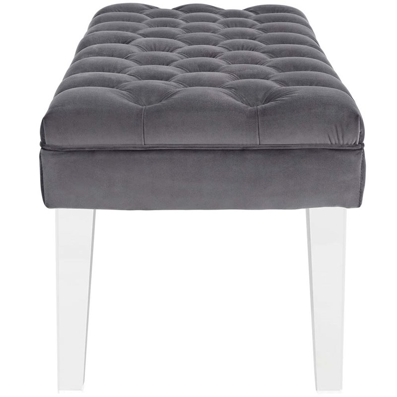 Modway Valet Modern Style Performance Velvet and Acrylic Bench in Gray