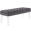Modway Valet Modern Style Performance Velvet and Acrylic Bench in Gray