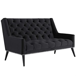 Modway Peruse Modern Style Performance Velvet Loveseat in Black
