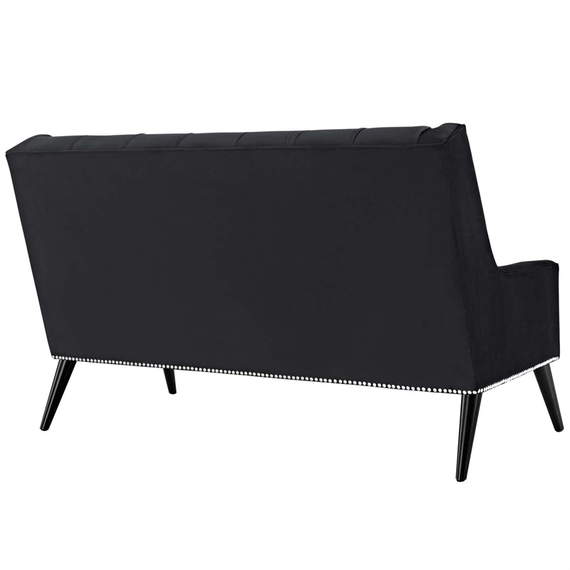 Modway Peruse Modern Style Performance Velvet Loveseat in Black