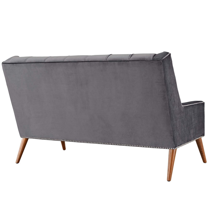 Modway Peruse Velvet Loveseat in Gray