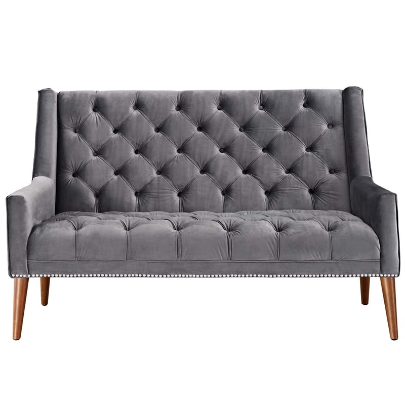 Modway Peruse Velvet Loveseat in Gray