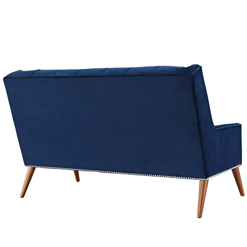 Modway Peruse Modern Style Performance Velvet Loveseat in Navy
