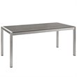 Modway Shore 9-Piece Outdoor Patio Wood and Aluminum Dining Set in Silver/Black