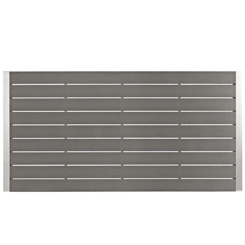 Modway Shore 9-Piece Outdoor Patio Wood and Aluminum Dining Set in Silver/Black