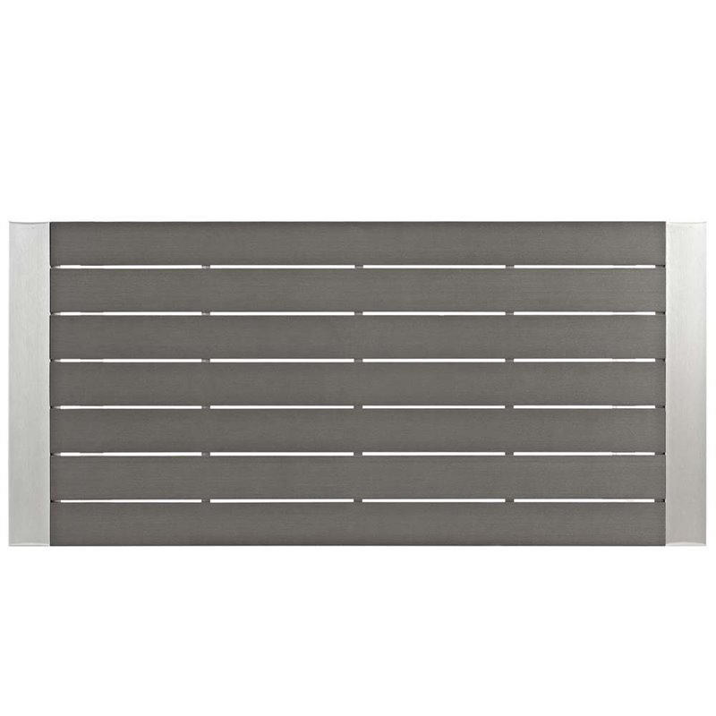 Modway Shore 7-Piece Outdoor Patio Wood and Aluminum Dining Set in Silver/Gray