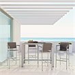 Modway Shore 5-Piece Outdoor Patio Wood and Aluminum Dining Set in Silver/Gray