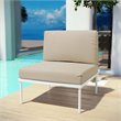 Modway Harmony Outdoor Patio Aluminum Fabric Armless Chair in White/Beige
