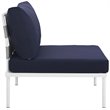 Modway Harmony Outdoor Patio Aluminum Fabric Armless Chair in White/Navy