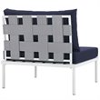 Modway Harmony Outdoor Patio Aluminum Fabric Armless Chair in White/Navy