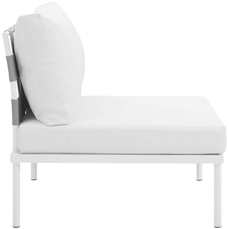 Modway Harmony Outdoor Patio Aluminum Fabric Armless Chair in White
