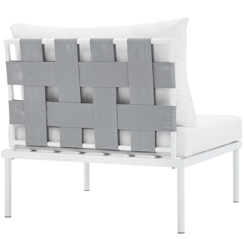 Modway Harmony Outdoor Patio Aluminum Fabric Armless Chair in White
