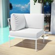 Modway Harmony Outdoor Patio Aluminum Fabric Corner Sofa Chair in White/White