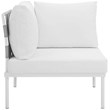 Modway Harmony Outdoor Patio Aluminum Fabric Corner Sofa Chair in White/White