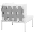 Modway Harmony Outdoor Patio Aluminum Fabric Corner Sofa Chair in White/White