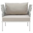 Modway Harmony Outdoor Patio Aluminum Fabric Armchair in White/Beige