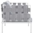Modway Harmony Outdoor Patio Aluminum Fabric Armchair in White/Gray
