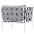Modway Harmony Outdoor Patio Aluminum Fabric Armchair in White/Gray