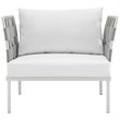 Modway Harmony Outdoor Patio Aluminum Fabric Armchair in White/White
