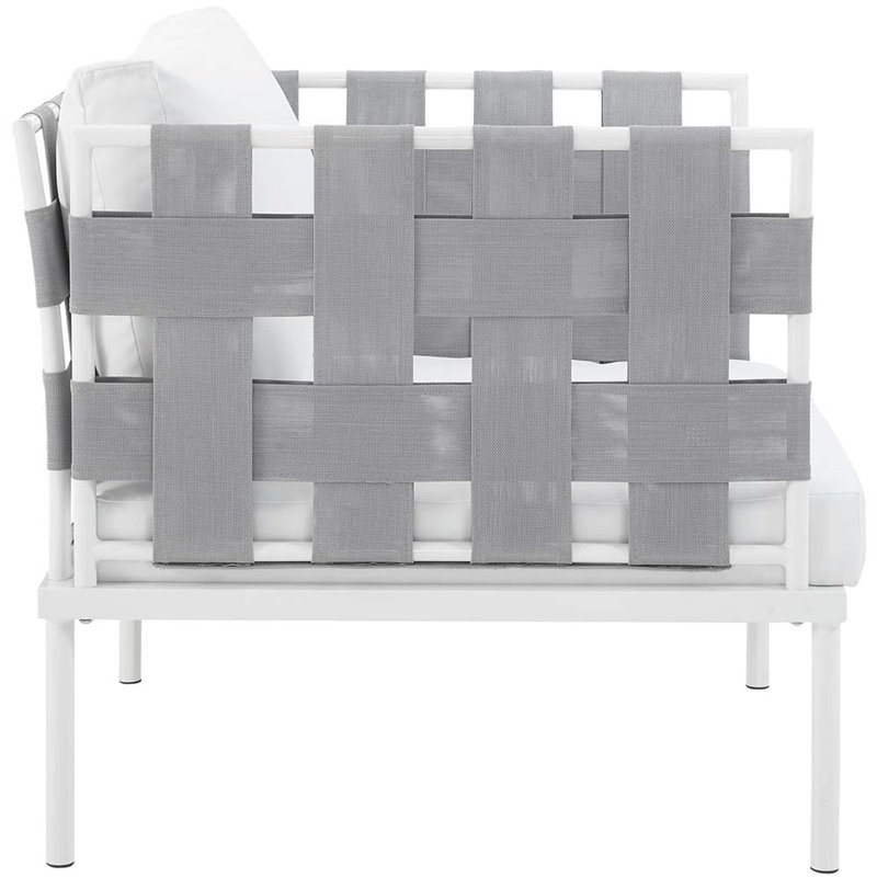 Modway Harmony Outdoor Patio Aluminum Fabric Armchair in White/White