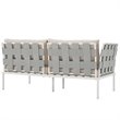Modway Harmony Outdoor Patio Aluminum Fabric Loveseat in White/Beige