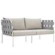 Modway Harmony Outdoor Patio Aluminum Fabric Loveseat in White/Beige