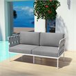 Modway Harmony Outdoor Patio Aluminum Fabric Loveseat in White/Gray