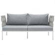 Modway Harmony Outdoor Patio Aluminum Fabric Loveseat in White/Gray