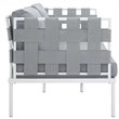 Modway Harmony Outdoor Patio Aluminum Fabric Loveseat in White/Gray