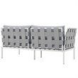 Modway Harmony Outdoor Patio Aluminum Fabric Loveseat in White/Gray