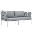 Modway Harmony Outdoor Patio Aluminum Fabric Loveseat in White/Gray