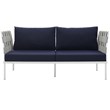 Modway Harmony Outdoor Patio Aluminum Fabric Loveseat in White/Navy