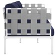 Modway Harmony Outdoor Patio Aluminum Fabric Loveseat in White/Navy